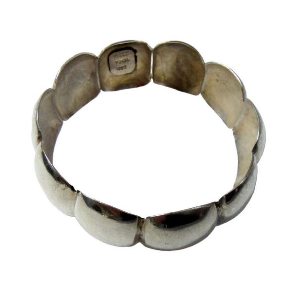 Bracelet Modernist Wide Bangle Sterling Silver Curved Squares  50+ Grams Estate - Picture 9 of 9